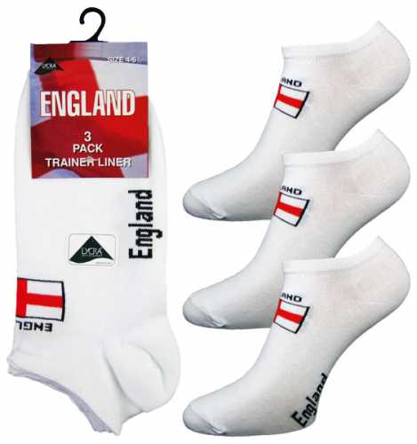 Adults England St George "Value 3 Pair Pack" Trainer Socks