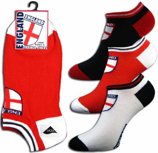 Adults England St George "Value 3 Pair Pack" Trainer Socks